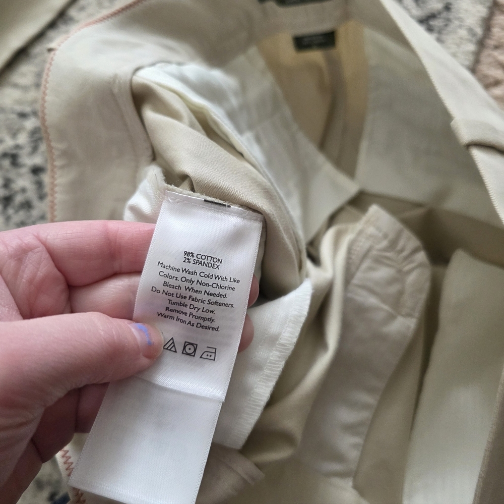 Eddie Bauer Pant Blazer Suit Set Womens 12 Cream Cotton Blend Preppy Academia - Picture 10 of 12